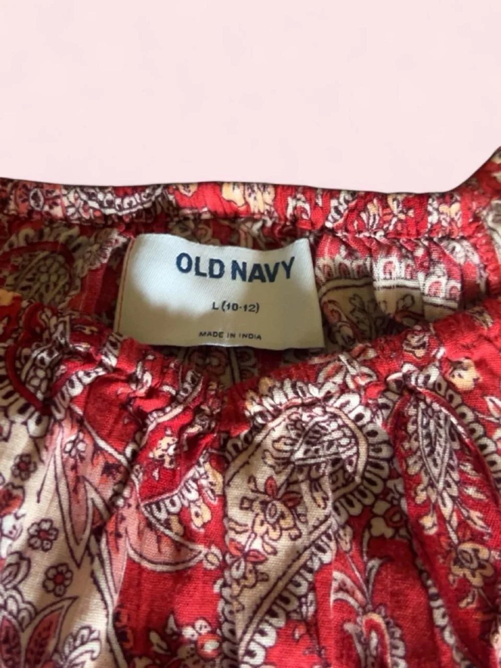 Old Navy Red Paisley Flutter Sleeve Girls Top